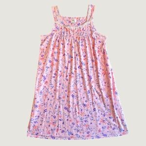 Aria Collection Women Nightgown L Pink Cotton Floral Lace Trim Romantic Cottage
